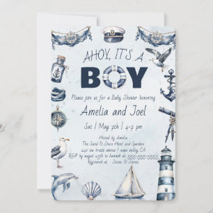 Invitation Ahoy Ahoy est un garçon Baby shower nautique