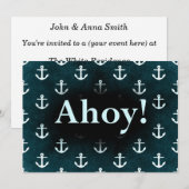 Invitation Ahoy ! Ancre Motif Design Bleu foncé (Devant / Derrière)