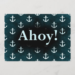 Invitation Ahoy ! Ancre Motif Design Bleu foncé