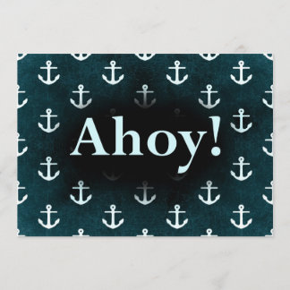 Invitation Ahoy ! Ancre Motif Design Bleu foncé