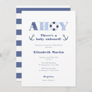 Invitation Ahoy Baby On Board Nautical Boy Baby Shower
