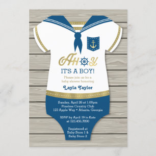 Invitation Ahoy Baby shower Invitation, marin, nautique