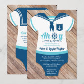 Invitation Ahoy Baby shower Invitation, marin, nautique (Devant / Derrière)
