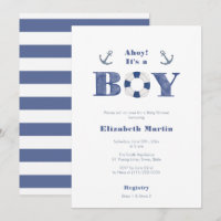 Ahoy ! Baby shower Nautique Bleu Et Blanc Marine