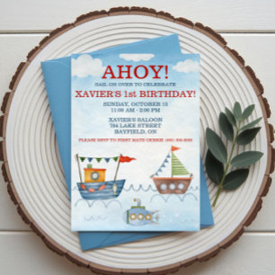 Invitation AHOY ! Bateaux nautiques et fête d'anniversaire so