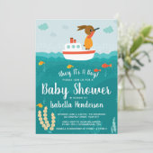 Invitation Ahoy Boy Baby shower nautique (Debout devant)