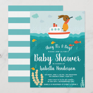 Invitation Ahoy Boy Baby shower nautique