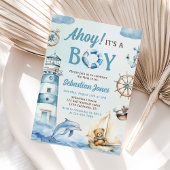 Invitation Ahoy C’est un garçon Baby shower nautique