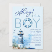 Invitation Ahoy C’est un garçon Baby shower nautique Invitati (Devant)