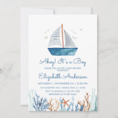 Invitation Ahoy ! C'est un Baby shower Boy Cute Sailboat (Devant)