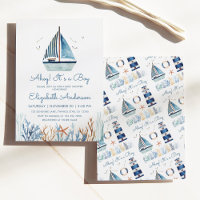 Ahoy ! C'est un Baby shower de bateau à voile Boy