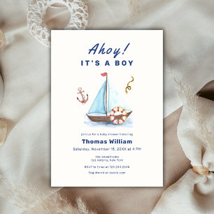 Invitation Ahoy C'est un Baby shower de voilier nautique