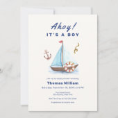 Invitation Ahoy C'est un Baby shower de voilier nautique (Devant)