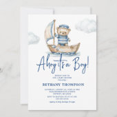 Invitation Ahoy c'est un Baby shower d'ours en peluche (Devant)