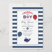 Invitation Ahoy c'est un Baby shower Garçon Nautique (Devant)