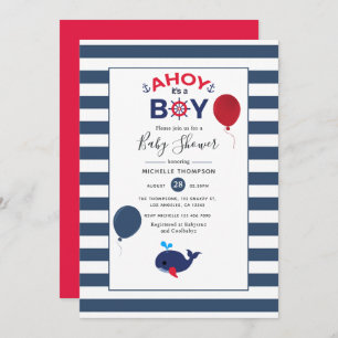 Invitation Ahoy c'est un Baby shower Garçon Nautique