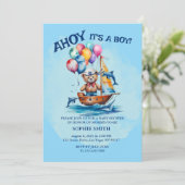 Invitation Ahoy C'Est Un Garçon Baby shower À Thème Nautique (Debout devant)