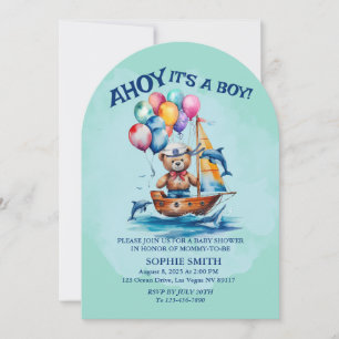 Invitation Ahoy C'Est Un Garçon Baby shower À Thème Nautique
