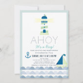 Invitation Ahoy C'est un garçon Baby shower bleu marine (Devant)