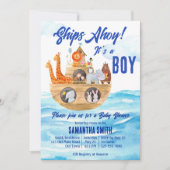 Invitation Ahoy c'est un garçon baby shower chrétien de Noah' (Devant)