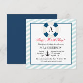 Invitation Ahoy C'est un garçon Baby shower Monogramme Nautiq (Devant / Derrière)