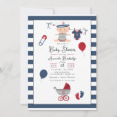 Invitation Ahoy c'est un garçon ! Baby shower nautique (Devant)