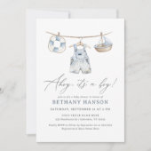Invitation Ahoy C'est un garçon Baby shower nautique (Devant)