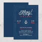 Invitation Ahoy C'est un garçon | Baby shower nautique (Devant / Derrière)