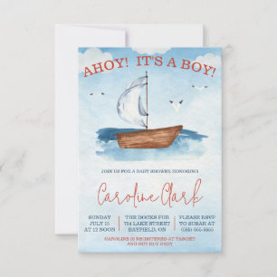 Invitation AHOY ! C'est un GARÇON ! Baby shower nautique