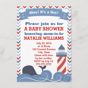 Invitation Ahoy c'est un garçon Baby shower nautique Invitati