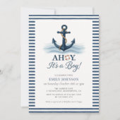 Invitation Ahoy C'est un garçon Baby shower nautique Invitati (Devant)