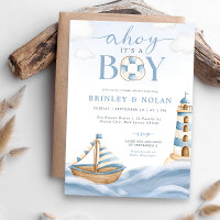 Ahoy C'est un garçon Baby shower nautique Invitati