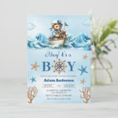 Invitation Ahoy C'est un garçon Baby shower nautique - Modern (Debout devant)