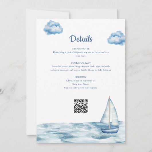 Invitation Ahoy C'Est Un Garçon Baby shower Nautique Tout En (Dos)
