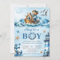 Ahoy c'est un garçon marin d'ours en peluche bleu 