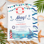 Invitation Ahoy c'est un garçon nautique baby shower bleu rou<br><div class="desc">Parcourez pour un baby shower inoubliable avec notre Ahoy C'est une invitation de garçon! Doté d'une aquarelle et d'éléments nautiques branchés, cette invitation marine et rouge moderne vous permettra de partir en aventure nautique. Doté d'adorables modèles comme des voiliers aquarelles, des phares, des ancres, des coquillages, des noeuds nautiques, et...</div>