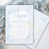 Ahoy C'est un garçon Nautique\ Baby shower Invitat