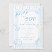 Invitation Ahoy C'est un garçon Nautique\ Baby shower Invitat (Devant)