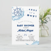 Invitation Ahoy C'est un garçon, Roue Nautique (Debout devant)