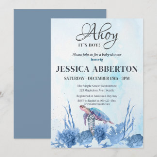 Invitation Ahoy C'est un garçon sous le Baby shower bleu mer