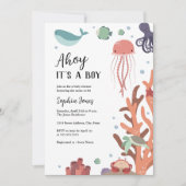 Invitation Ahoy C'est un garçon sous le Baby shower marin (Devant)