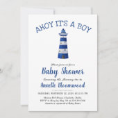 Invitation Ahoy C'Est Un Petit Phare | Baby shower nautique (Devant)