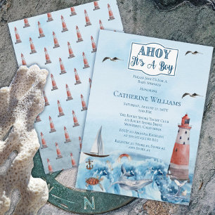 Invitation Ahoy C'est un petit phare Ocean Baby Sprinkle