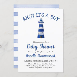 Invitation Ahoy, c'est un phare de garçon Baby shower nautiq