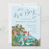 Invitation Ahoy c'est une fête baby shower garçon (Devant)