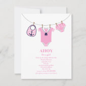 Invitation Ahoy C'est une fille Sailor Suit Baby shower nauti (Devant)