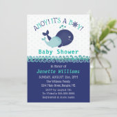 Invitation Ahoy de baleines nautiques ! C'est un Baby shower (Debout devant)