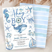 Invitation Ahoy It's A Boy Nautical Ocean Baby Shower