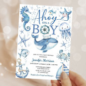Invitation Ahoy It's A Boy Nautical Sea Ocean Baby Shower