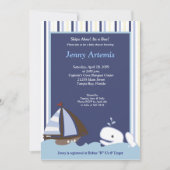 Invitation Ahoy Mate Baleine Baby shower nautique (Devant)